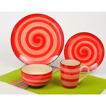 16pcs Ceramic Orange Circle Handpainted Dinner Set (TM01063)